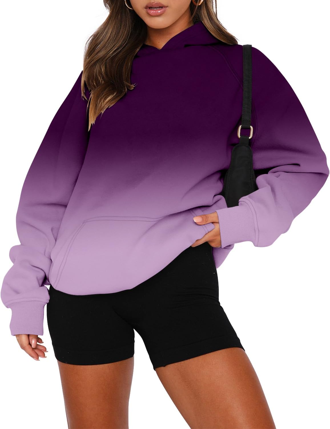 onlypuff Women Pullover Sweatshirt Long Sleeve Hoodies Kangaroo Pocket Fleece Basic Sweater