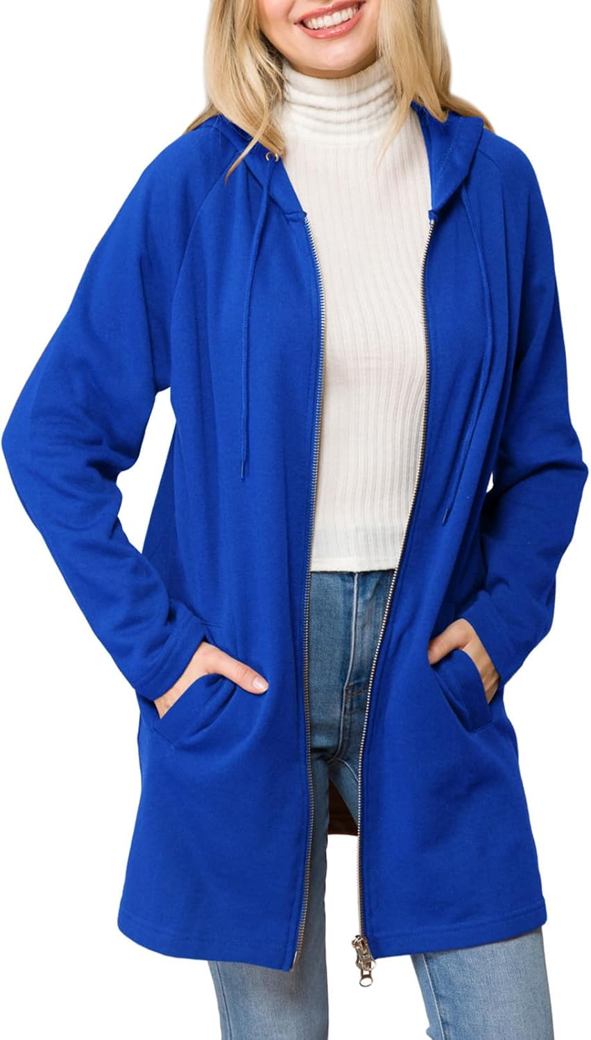 Design by Olivia Women's Casual Oversized Loose Fit Zip Up Pullover Hoodie Tunic Sweatshirt Jacket Fall Outfits (S-3X)