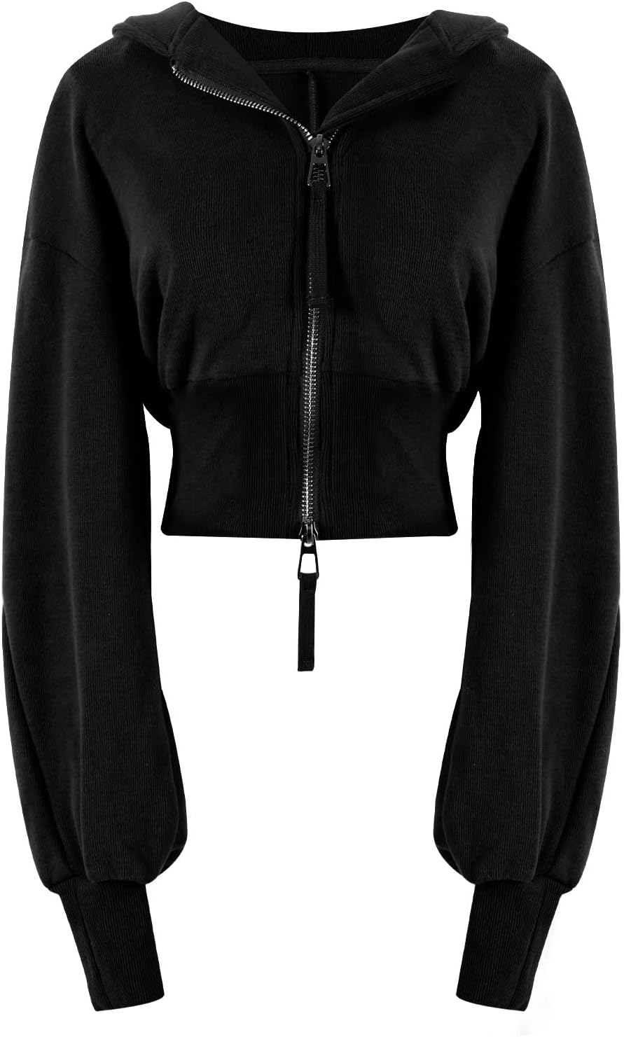 Arssm Cropped Hoodie Women Zip Up Long Sleeve Sweatshirts Casual Fashion Hooded Workout Jacket Crop Top