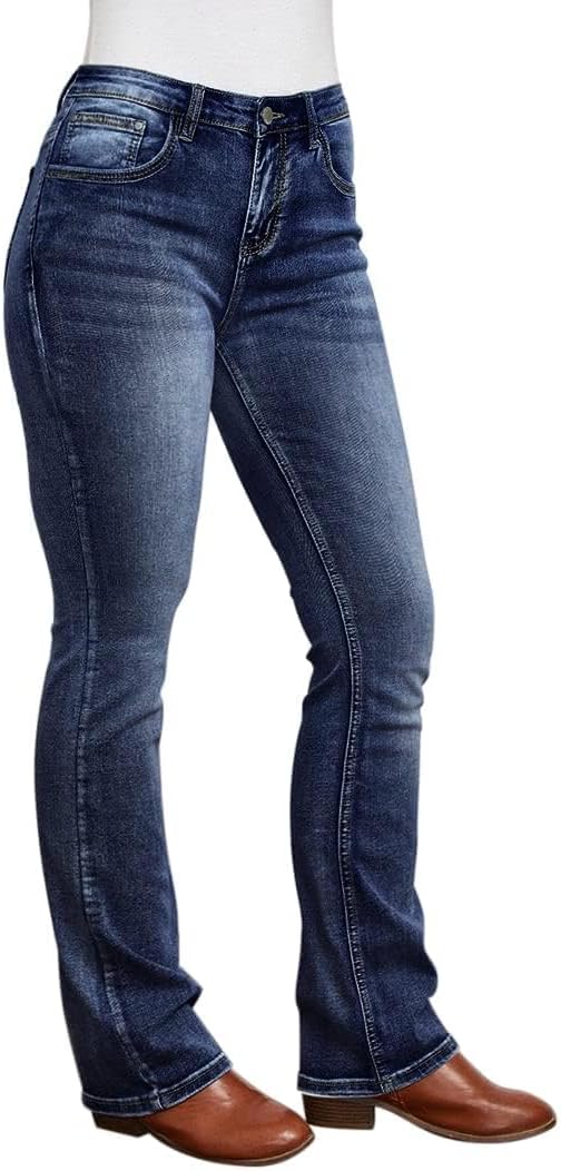 Women's Jeans 90s Mid Rise Bootcut High Stretch Boot Cut Denim Pants Pantalones De Mujer