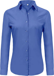 Ruisin Super Soft Wrinkle Free Button Down Shirts for Women Solid Long Sleeve Striped Formal Work Dress Blouses Tops