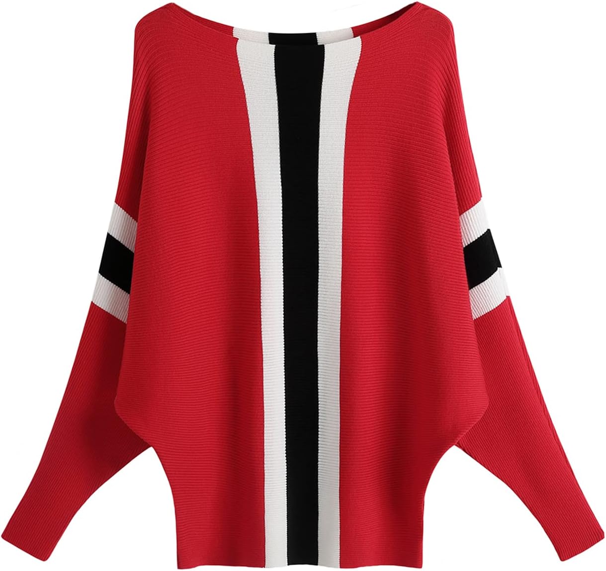 GABERLY Boat Neck Batwing Sleeves Dolman Knitted Sweaters and Pullovers Tops for Women