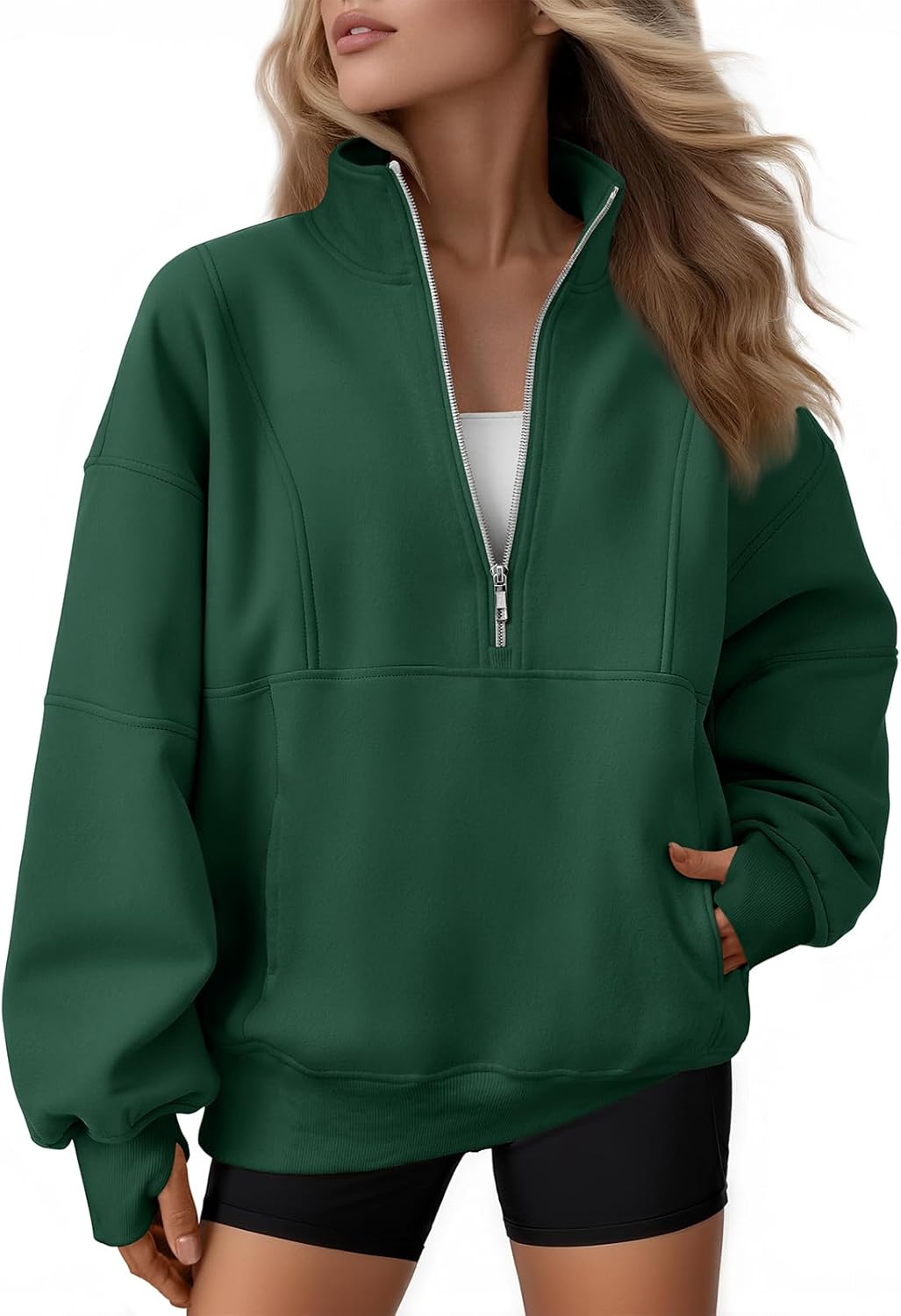 AUTOMET Womens Quarter Zip Oversized Sweatshirts Teen Fleece Pullover Hoodies 2025 Mock Neck Sweater Fall Workout Jacket