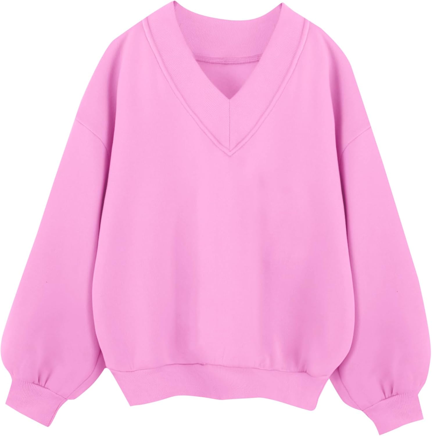 Remidoo Oversized Sweatshirt for Women V Neck Sweatshirts Casual Fleece Long Sleeve Pullover Top