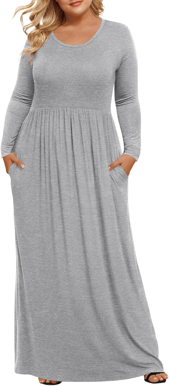 LONGYUAN Women's Plus Size Maxi Dresses for Curvy Women Casual Long Dress XL-6XL