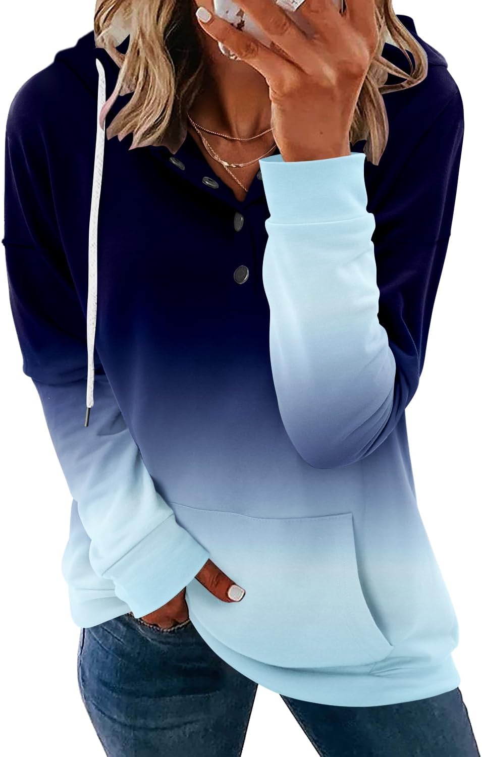 VIEACTIVEWEAR Hoodie for Women Tie Dye Sweatshirt Button Down Tops Casual Long Sleeve Oversize Pullover