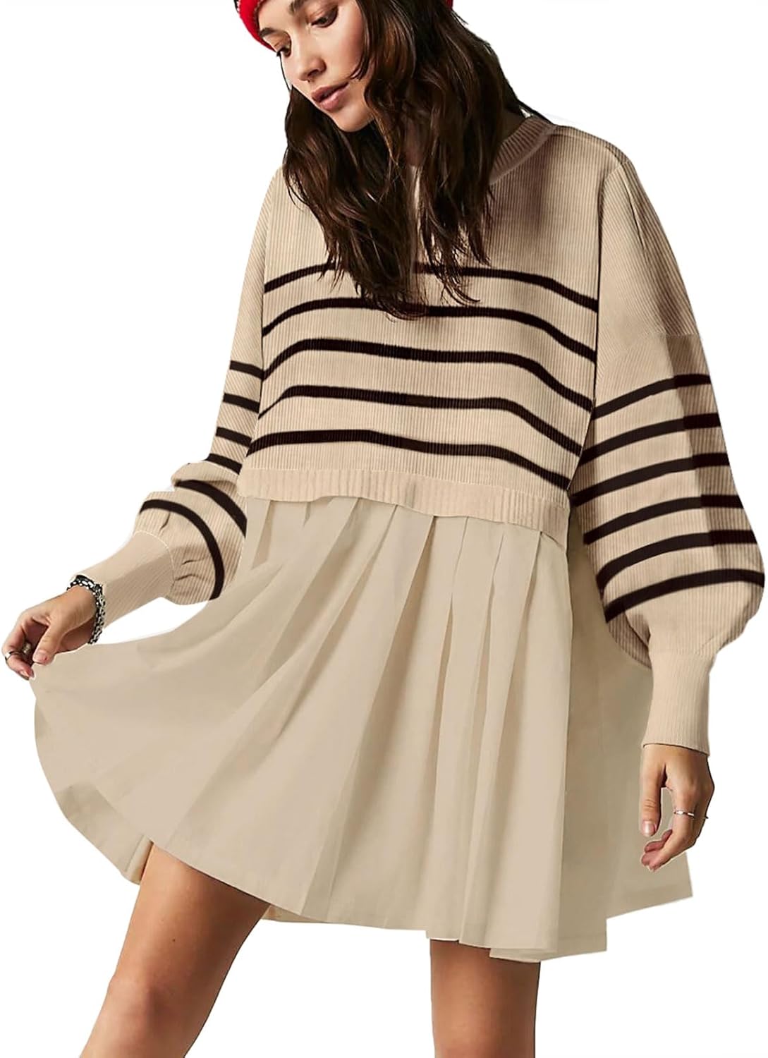 Womens Oversized Sweater Dress Spring Fall Trendy Long Sleeve Crewneck Pullover Tops Relaxed Fit Sweatshirts Mini Dresses