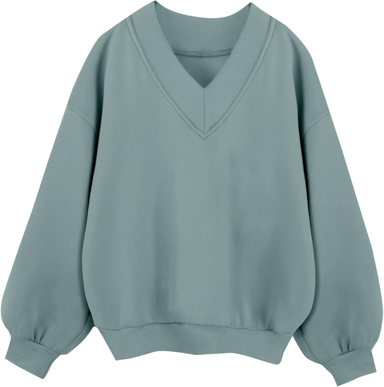 Remidoo Oversized Sweatshirt for Women V Neck Sweatshirts Casual Fleece Long Sleeve Pullover Top