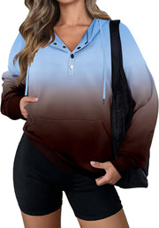 VIEACTIVEWEAR Hoodie for Women Tie Dye Sweatshirt Button Down Tops Casual Long Sleeve Oversize Pullover