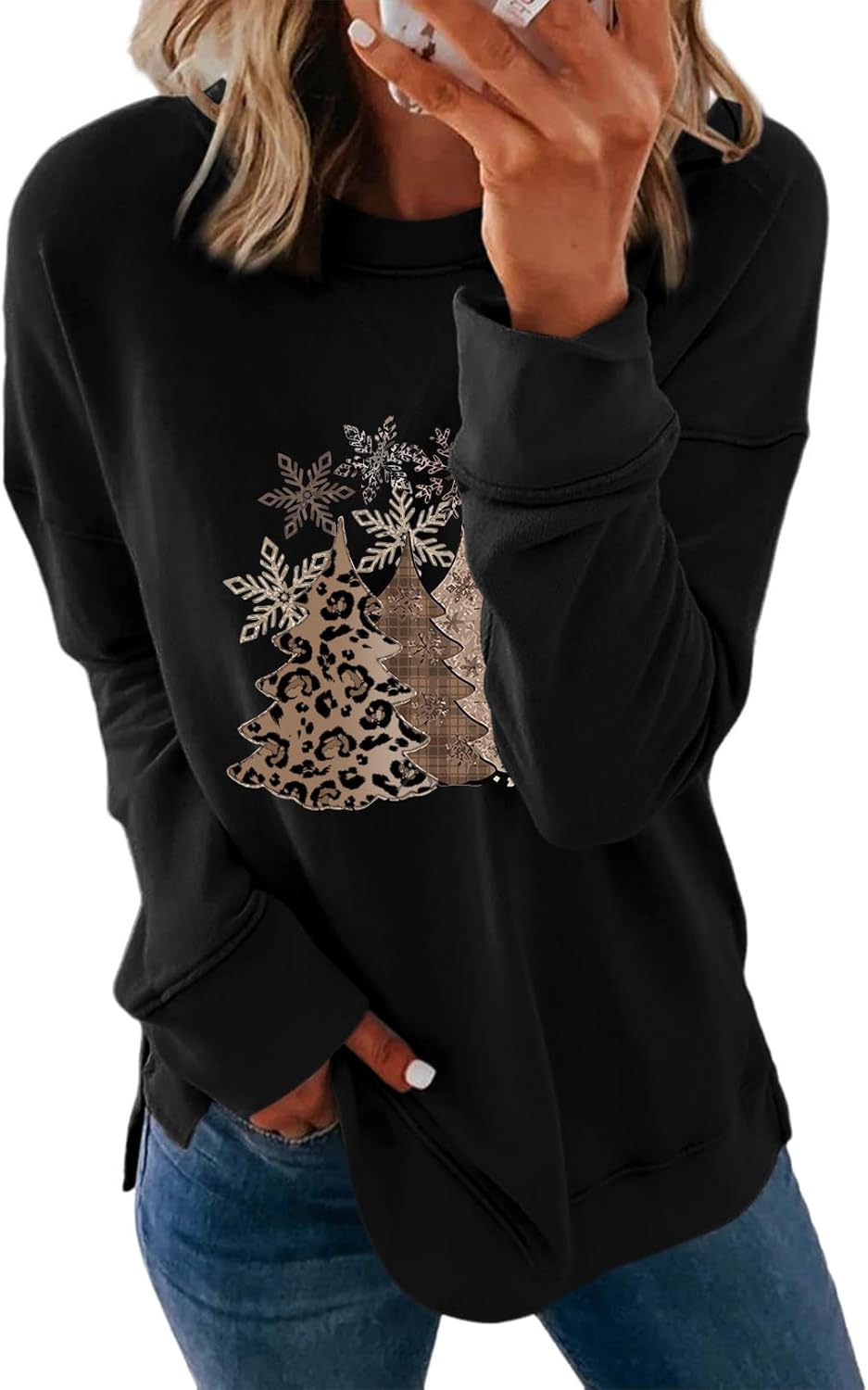 Dokotoo Women's Casual Crew Neck Sweatshirt Loose Soft Long Sleeve Pullover Tops