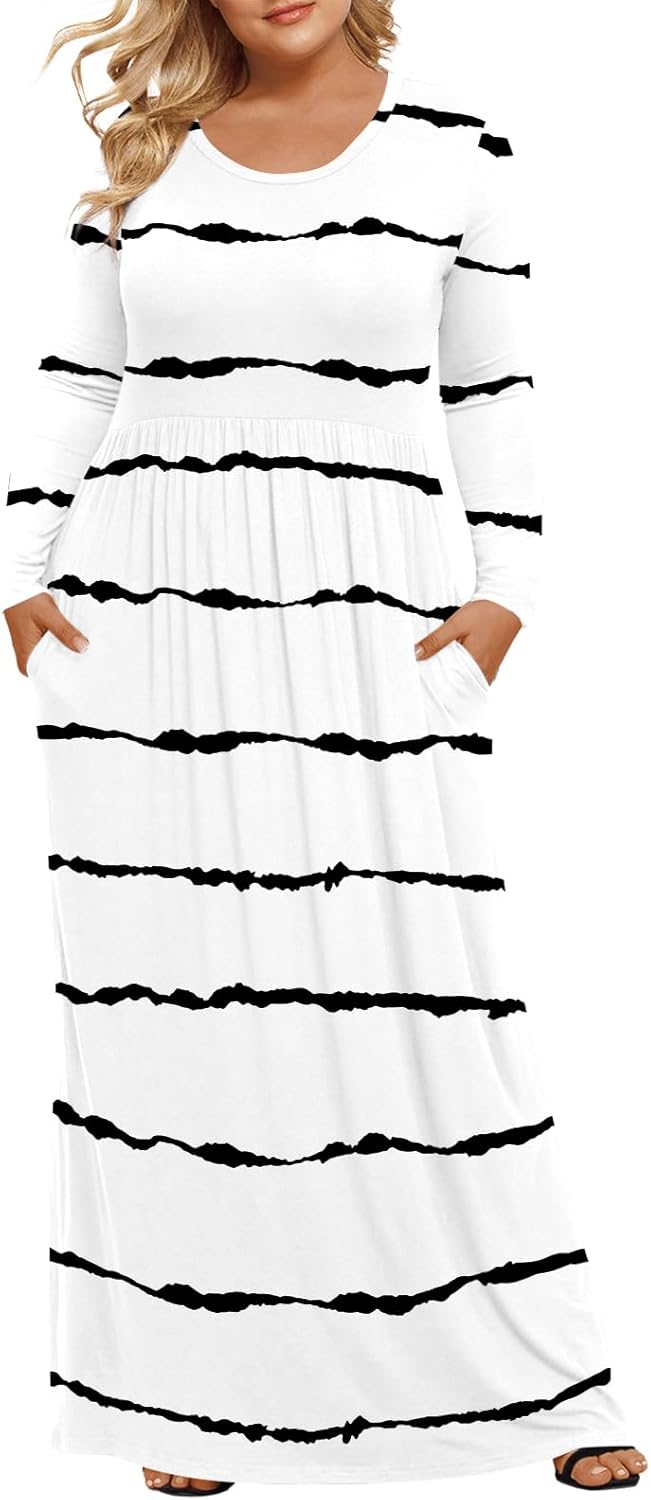 LONGYUAN Women's Plus Size Maxi Dresses for Curvy Women Casual Long Dress XL-6XL