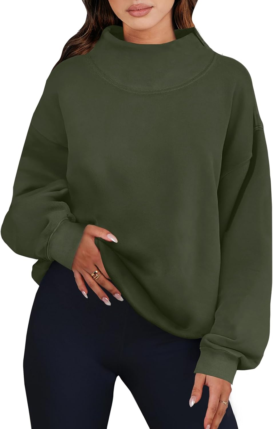 ANRABESS Womens Oversized Sweatshirts Turtleneck Pullover Long Sleeve Hoodies Tops 2025 Fall Fashion Preppy Outfits