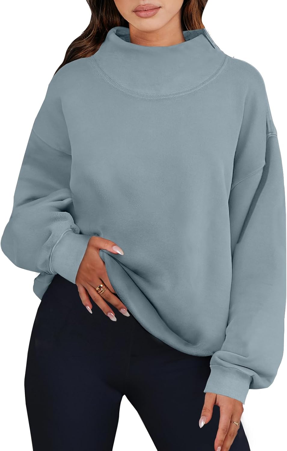 ANRABESS Womens Oversized Sweatshirts Turtleneck Pullover Long Sleeve Hoodies Tops 2025 Fall Fashion Preppy Outfits