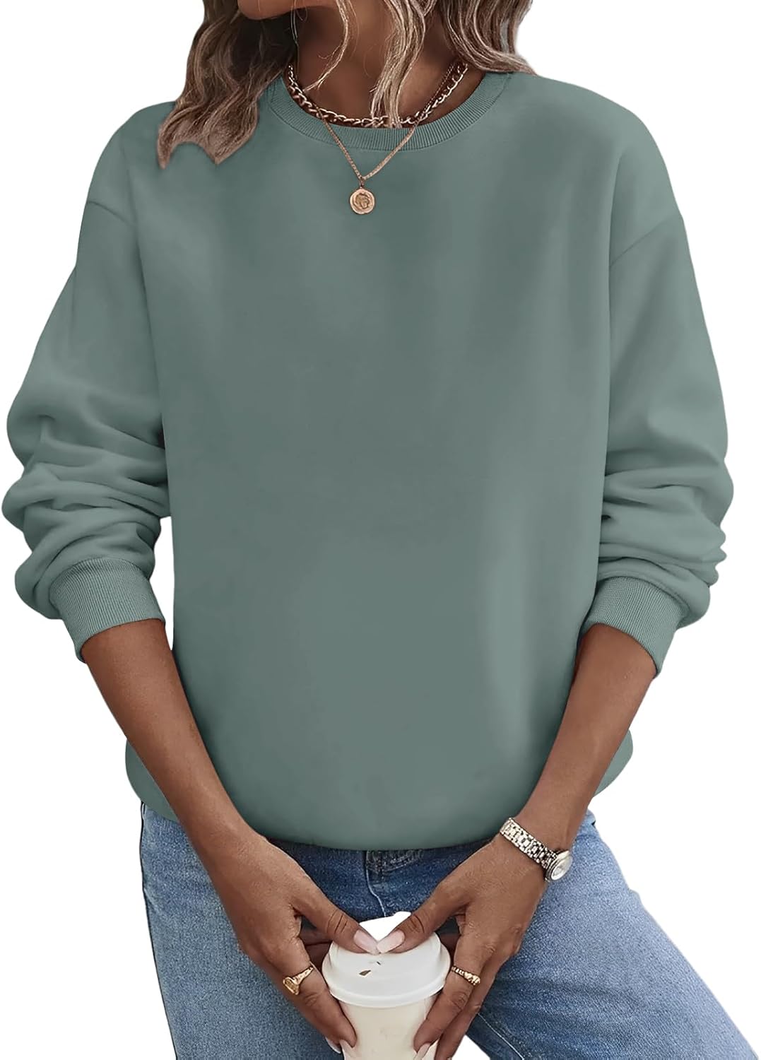 TICTICMIMI Women's Casual Crewneck Sweatshirts Long Sleeve Tops Loose Fit Fall Shirts