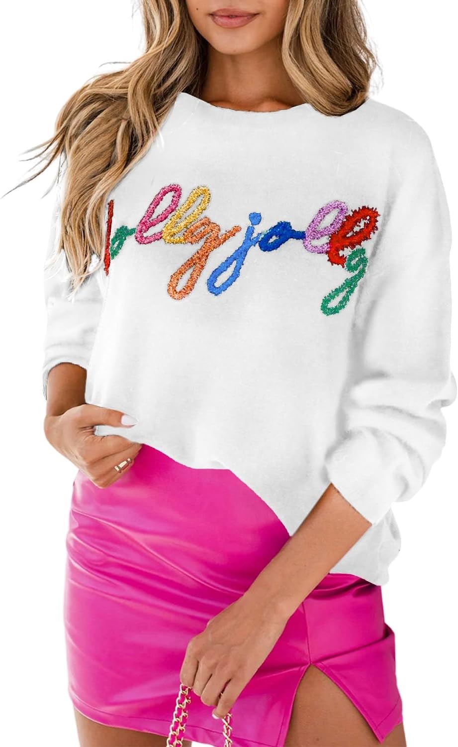 MARZXIN Women 2025 Casual Holiday Sweaters Long Sleeve Round Neck Valentine Sweater Tops Merry Christmas Sweaters