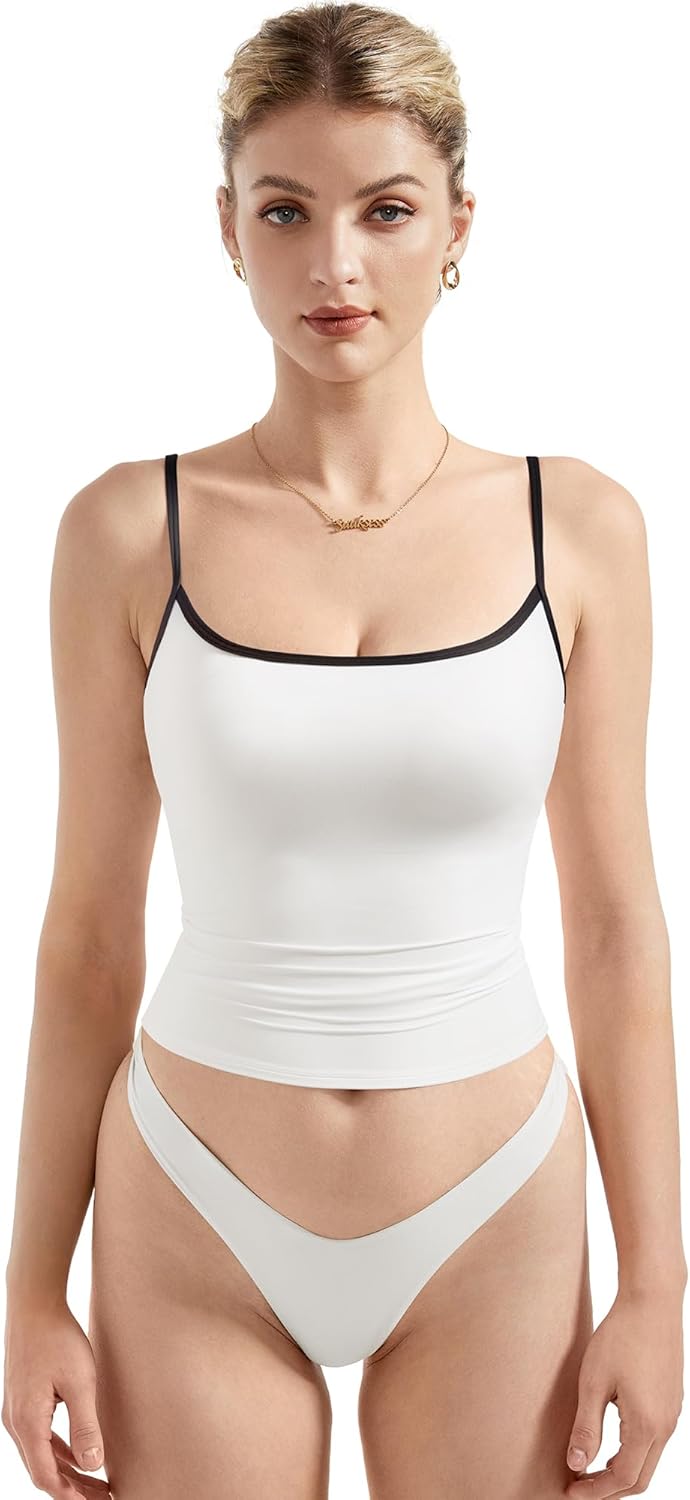 SUUKSESS Women Sexy Square Neck Tank Top Summer Y2K Going Out Basic Cami Shirt