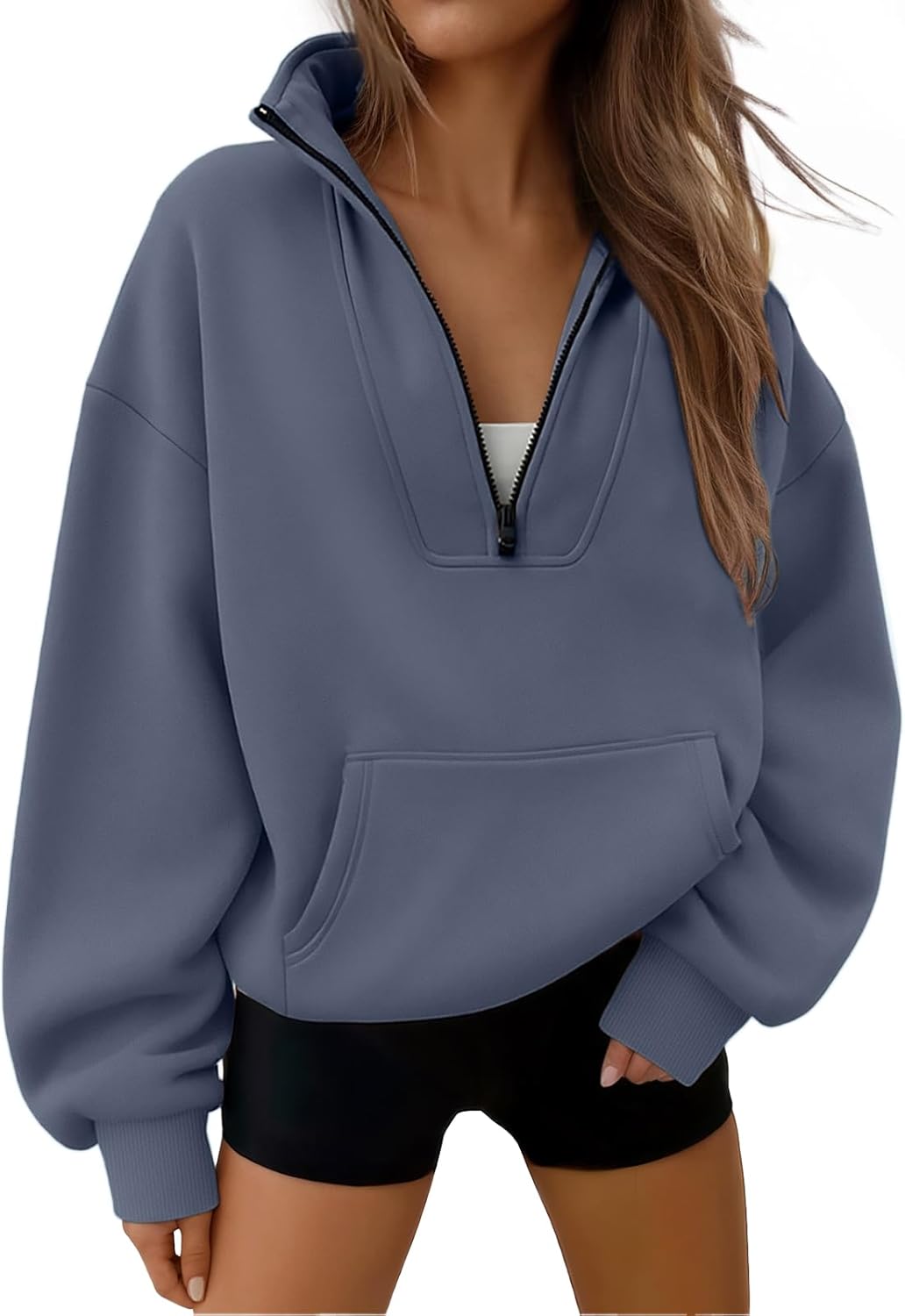 Trendy Queen Womens Sweatshirts Quarter Half Zip Pullover Oversized Hoodies Fall Fashion 2025 Winter Fleece Jackets Sweaters