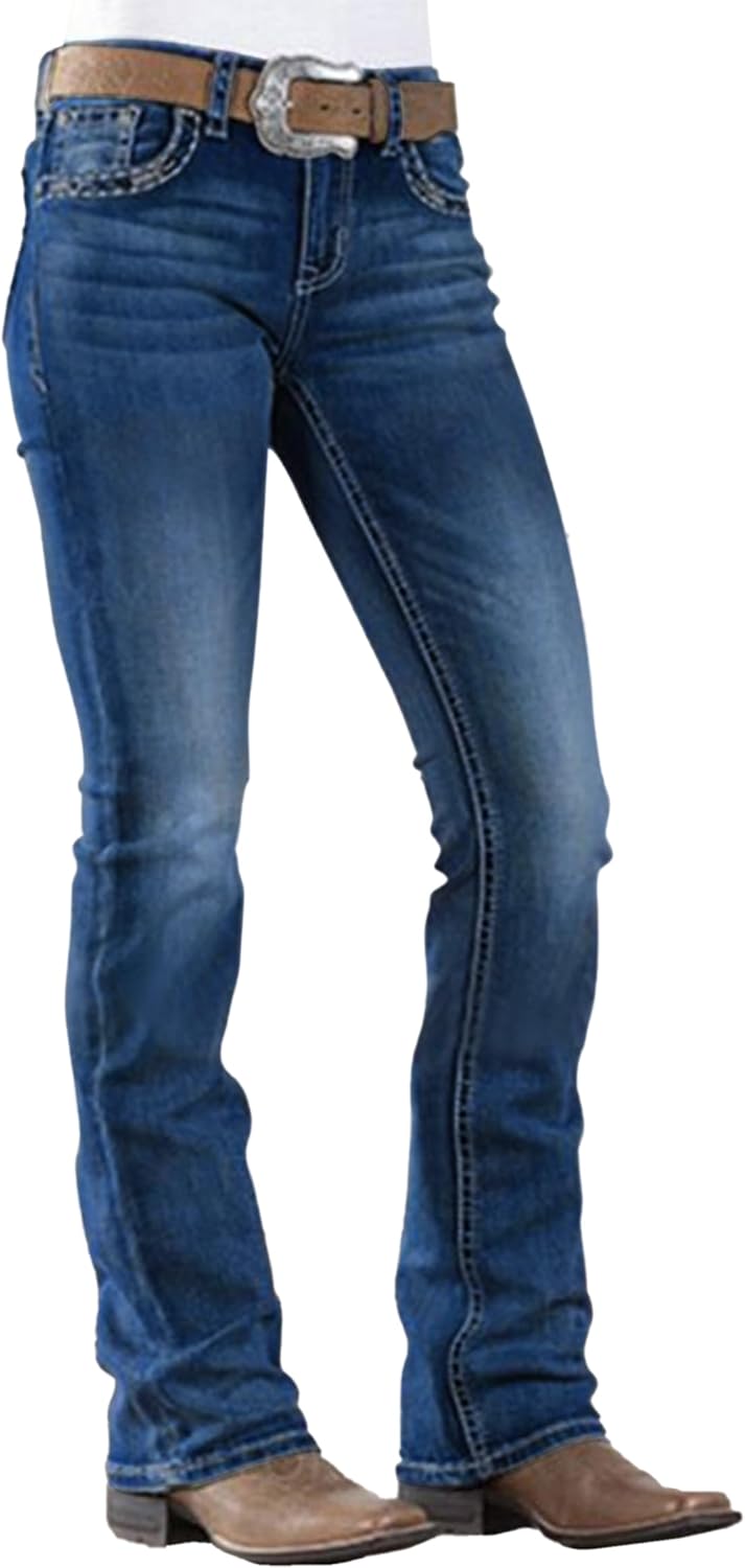 Women's Jeans 90s Mid Rise Bootcut High Stretch Boot Cut Denim Pants Pantalones De Mujer
