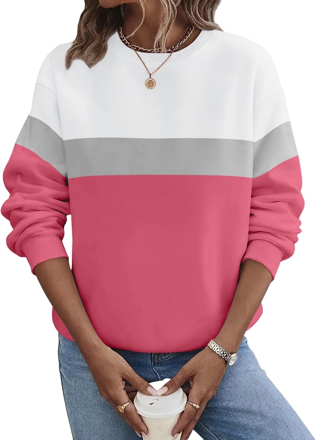 TICTICMIMI Women's Casual Crewneck Sweatshirts Long Sleeve Tops Loose Fit Fall Shirts