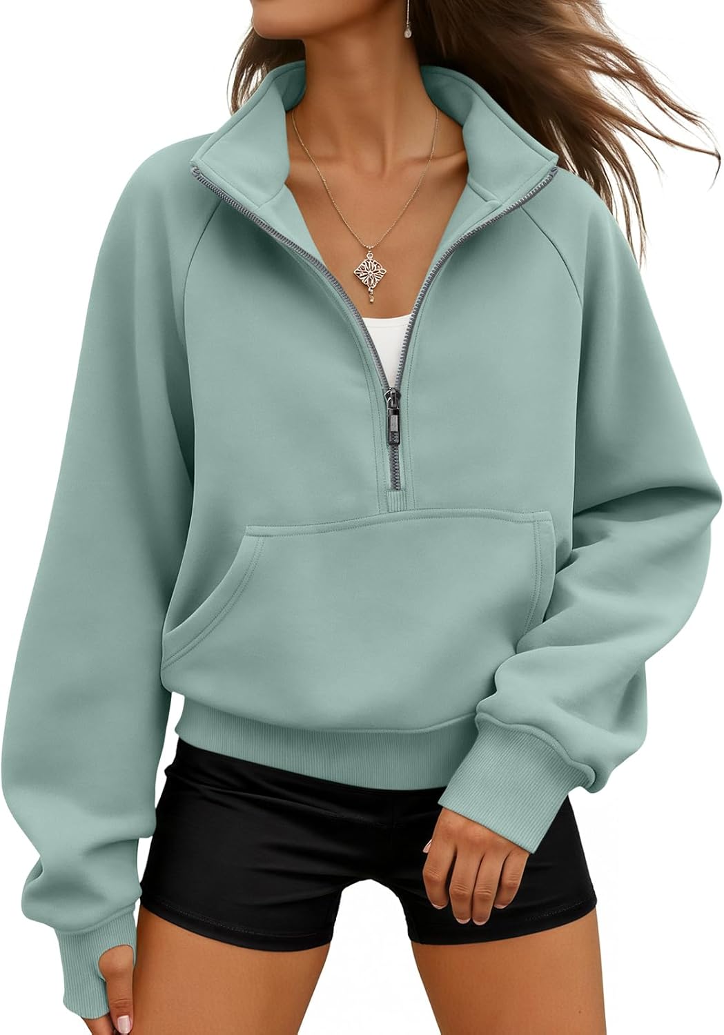 WYNNQUE Womens Sweatshirts Hoodies 2025 Fall Fashion Clothes Half Zip Pullover Cropped Fleece Sweaters Workout Soft Outfits