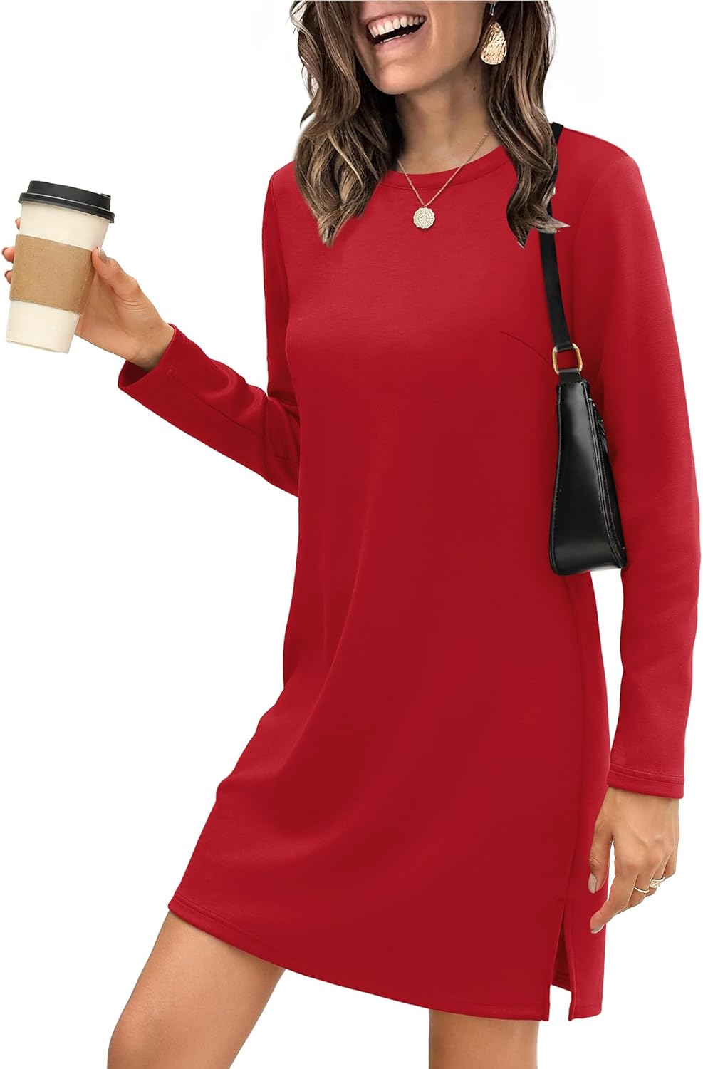 SAMPEEL Dresses for Women 2025 Casual Long Sleeve Cozy Tshirt Dress Fashion Fall Outfits