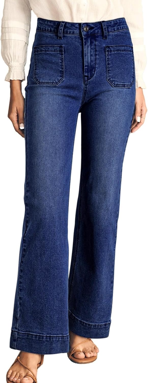 Astylish Women's Wide Leg Jeans High Waisted Stretchy Straight Leg Jeans Loose Trendy Denim Pants with Pocket