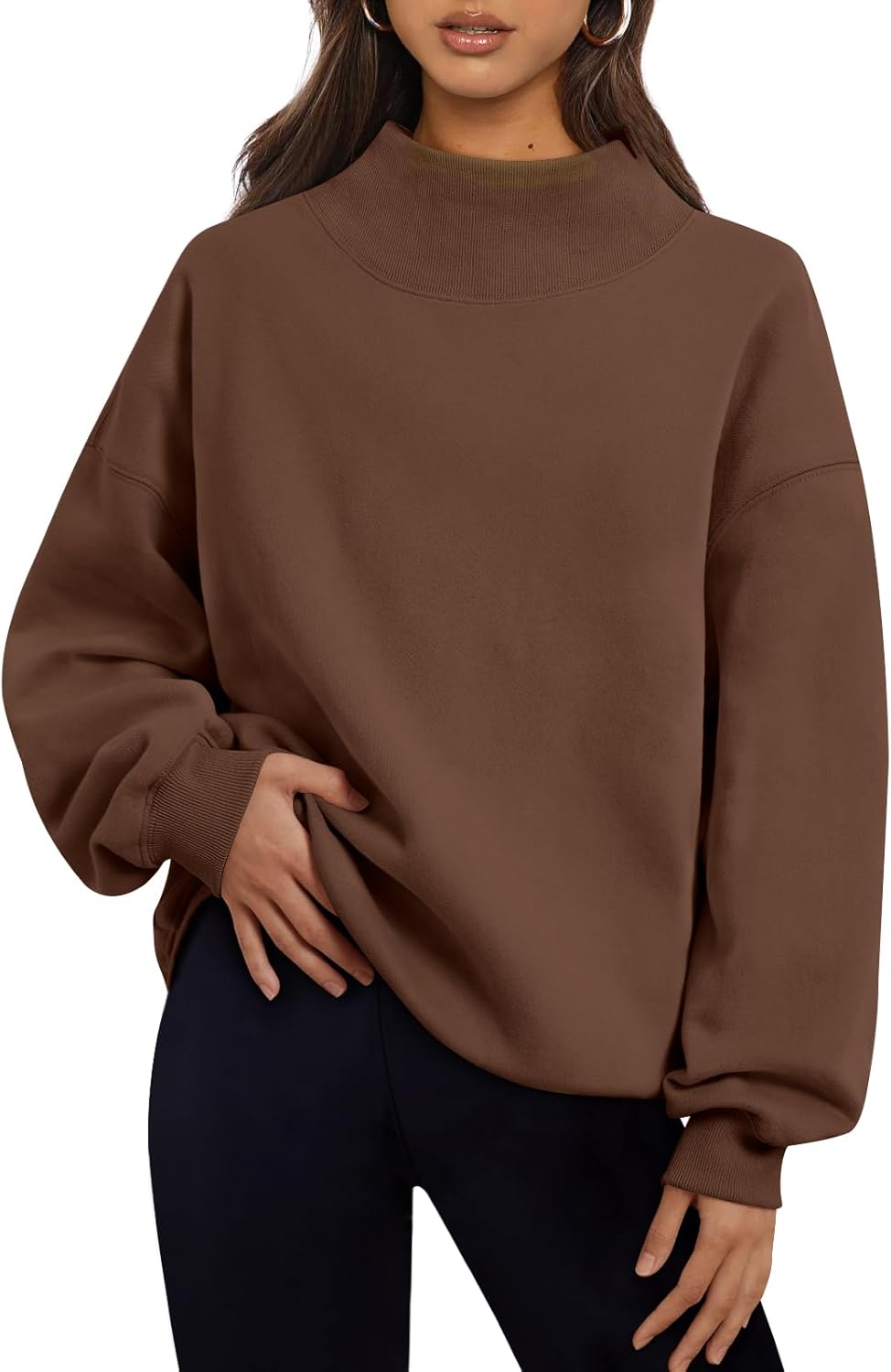 Trendy Queen Womens Oversized Sweatshirts Turtleneck Pullover Long Sleeve Hoodies Tops Fall Fashion Outfits 2025 Clothes