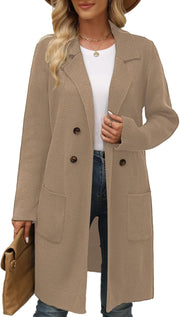 CiCiBird Women Fall Long Cardigan Sweater Trendy Knit Jacket Coat Dressy Blazer Coatigan