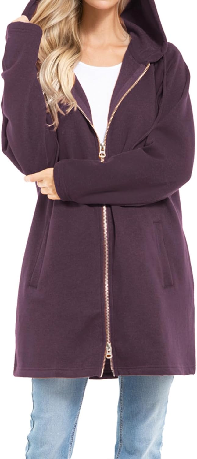 Design by Olivia Women's Casual Oversized Loose Fit Zip Up Pullover Hoodie Tunic Sweatshirt Jacket Fall Outfits (S-3X)