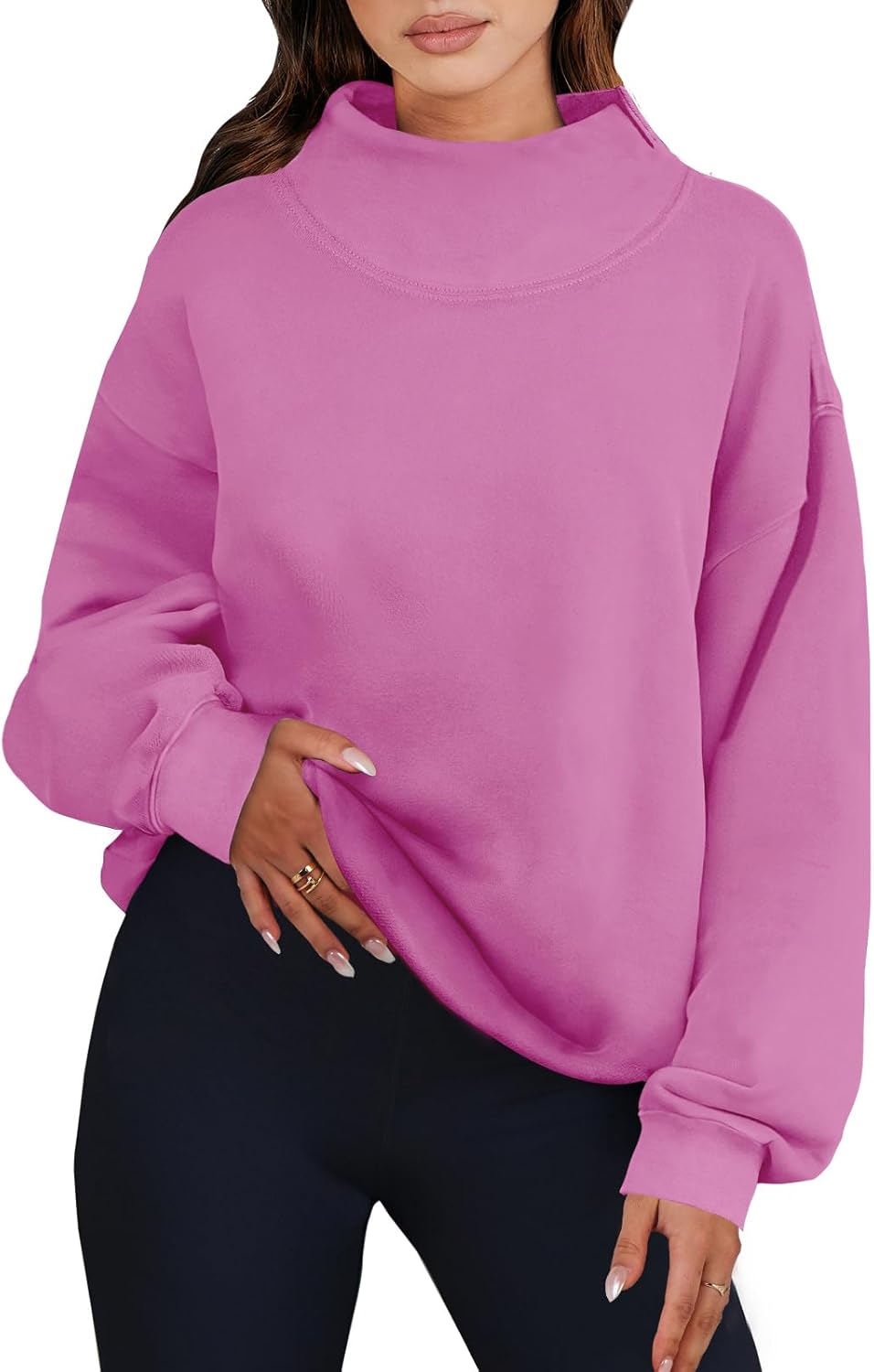 ANRABESS Womens Oversized Sweatshirts Turtleneck Pullover Long Sleeve Hoodies Tops 2025 Fall Fashion Preppy Outfits