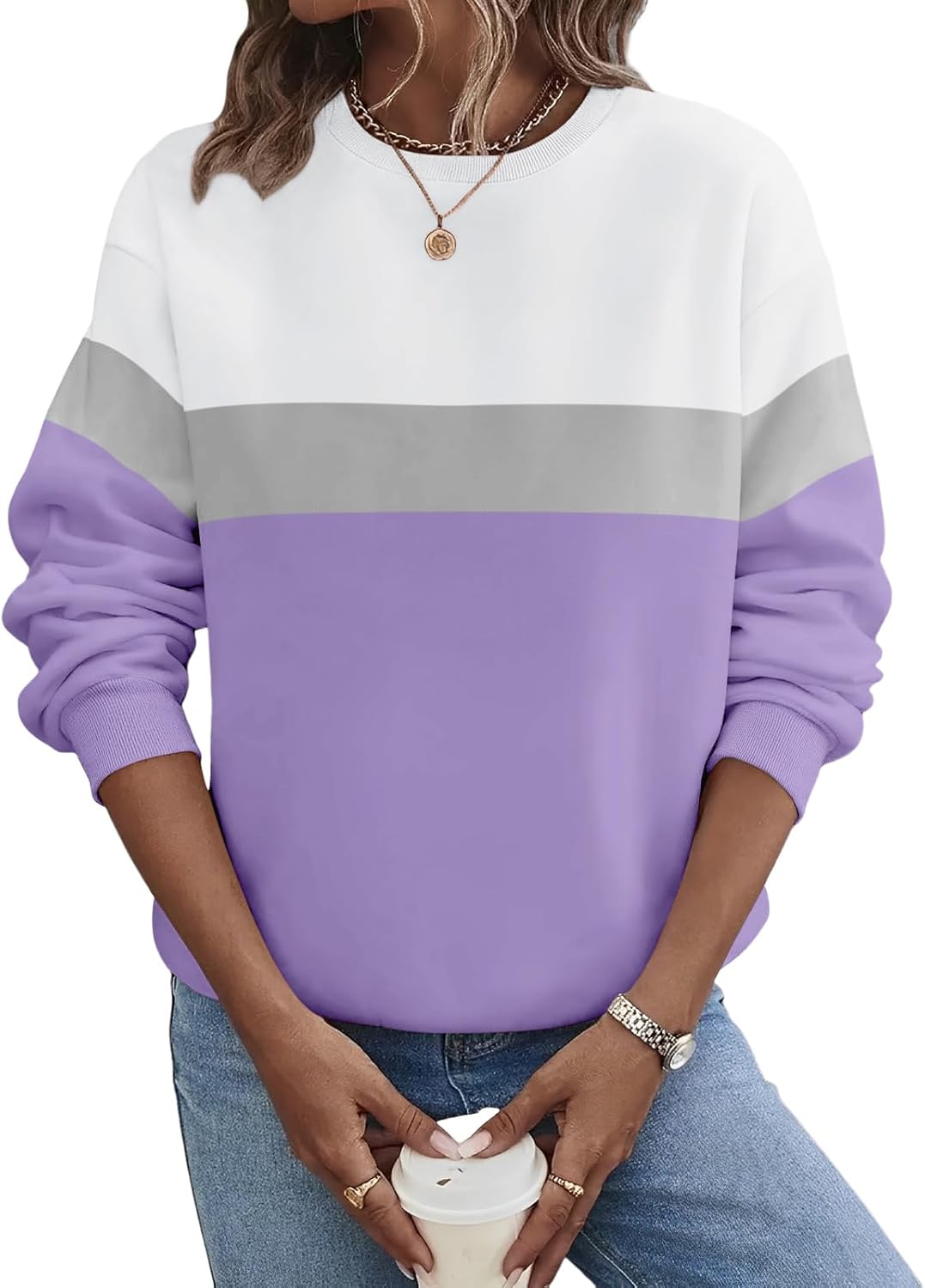 TICTICMIMI Women's Casual Crewneck Sweatshirts Long Sleeve Tops Loose Fit Fall Shirts