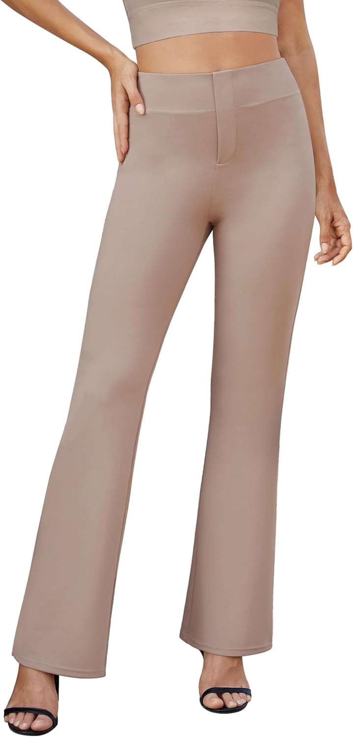 Womens Bootcut Dress Pants Business Casual Work Pants with Pockets High Waist Stretchy Trousers Pull On Office Slacks