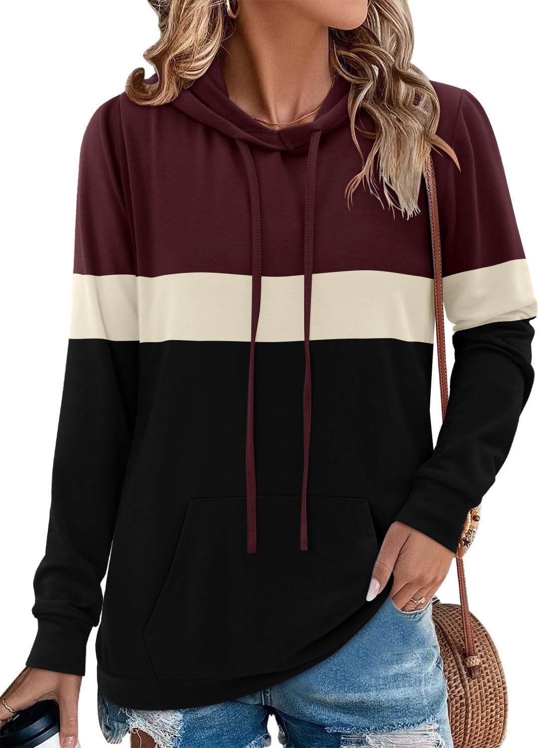 Angerella Hoodies for Women Camo Leopard Print Tops Pullover Hooded Sweatshirt Drawstring with Pocket