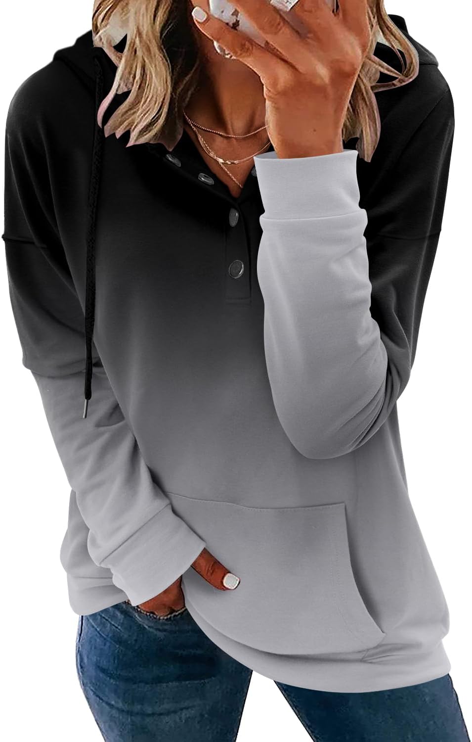 VIEACTIVEWEAR Hoodie for Women Tie Dye Sweatshirt Button Down Tops Casual Long Sleeve Oversize Pullover