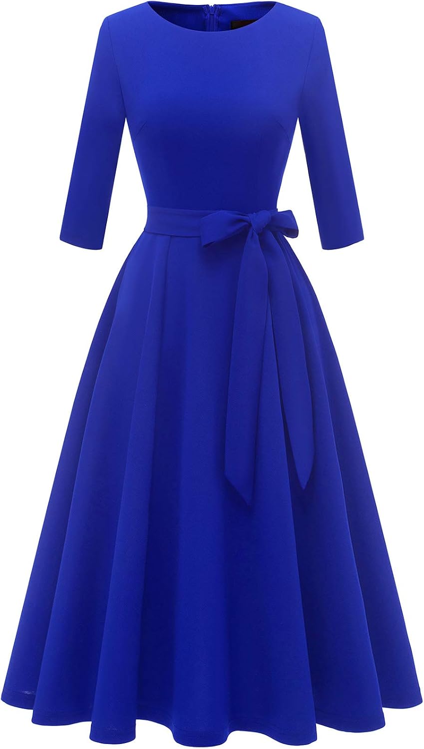DRESSTELLS Cocktail Dresses for Women, Vintage Wedding Guest 3/4 Sleeves Formal Church Holiday Dress