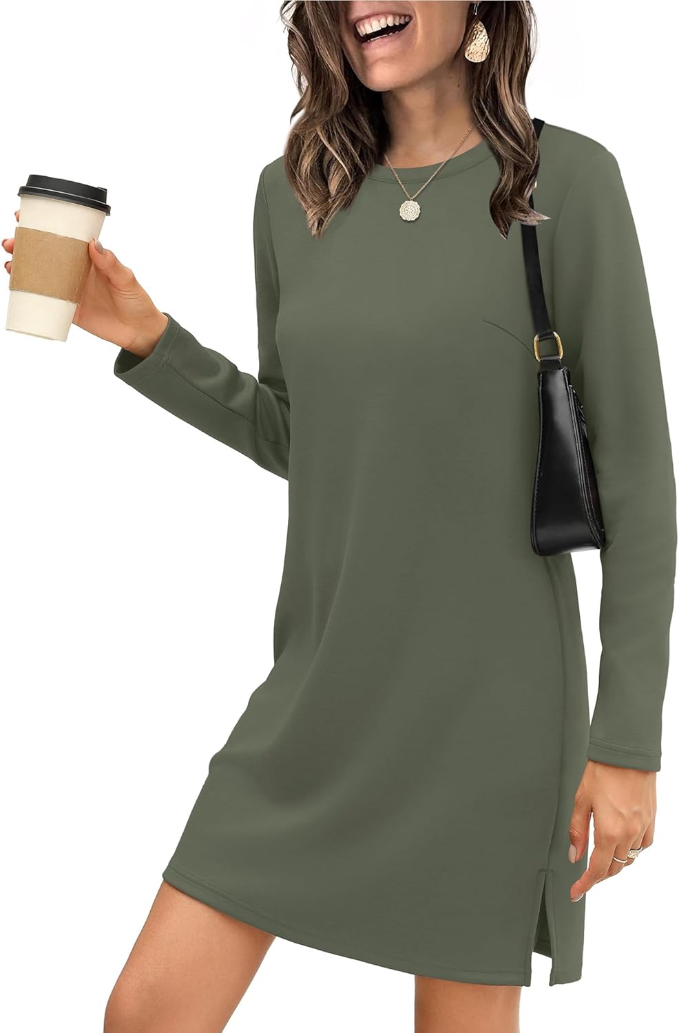 SAMPEEL Dresses for Women 2025 Casual Long Sleeve Cozy Tshirt Dress Fashion Fall Outfits