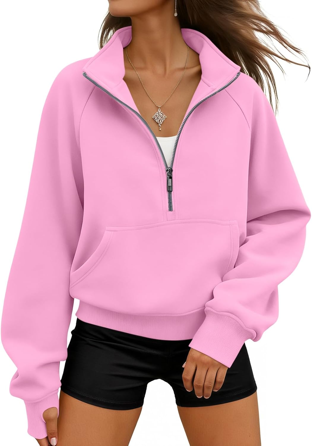 WYNNQUE Womens Sweatshirts Hoodies 2025 Fall Fashion Clothes Half Zip Pullover Cropped Fleece Sweaters Workout Soft Outfits