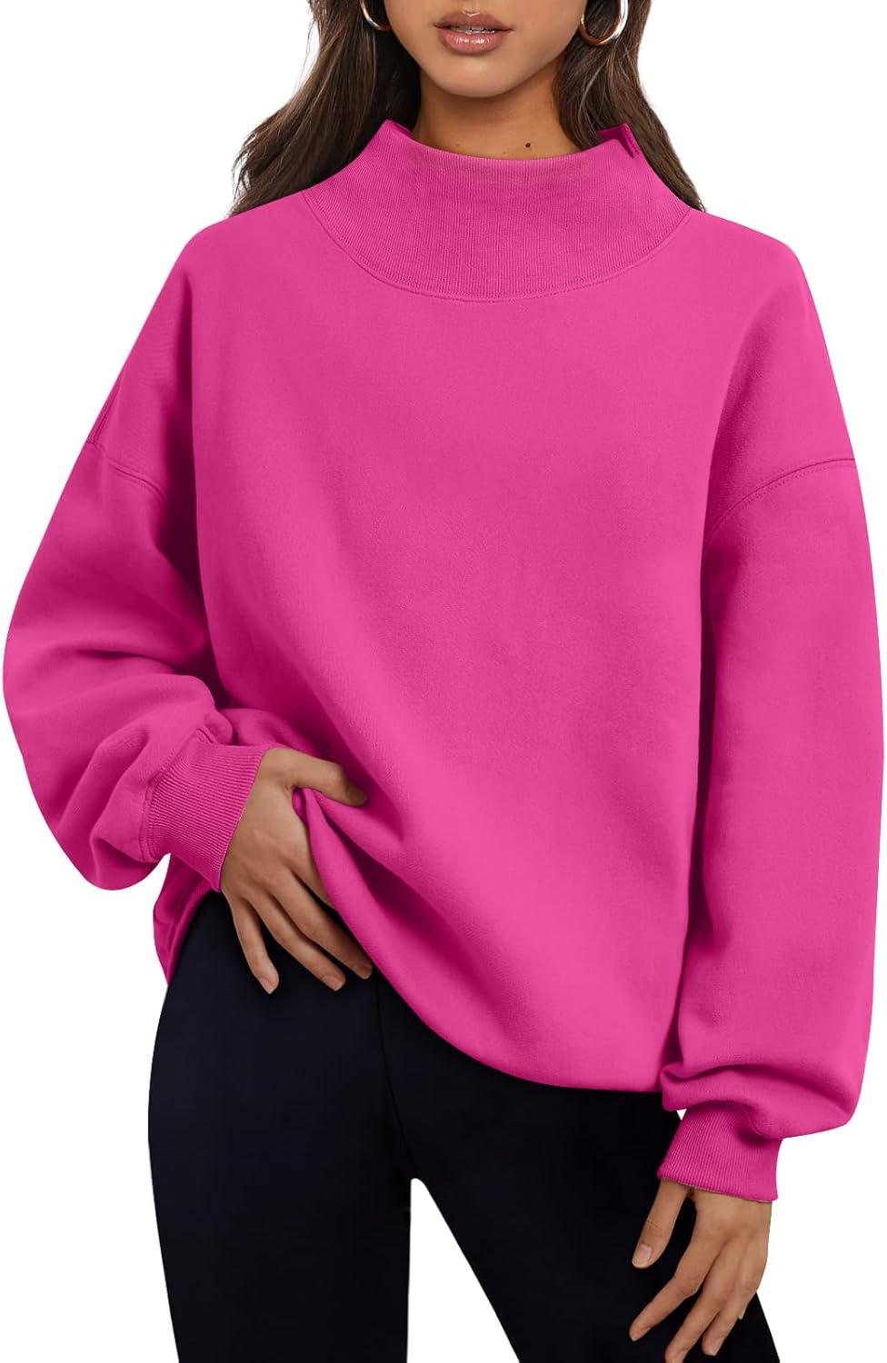 Trendy Queen Womens Oversized Sweatshirts Turtleneck Pullover Long Sleeve Hoodies Tops Fall Fashion Outfits 2025 Clothes