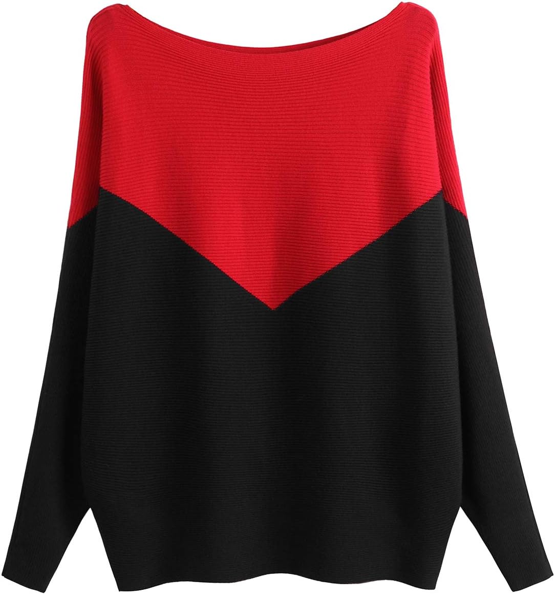 GABERLY Boat Neck Batwing Sleeves Dolman Knitted Sweaters and Pullovers Tops for Women