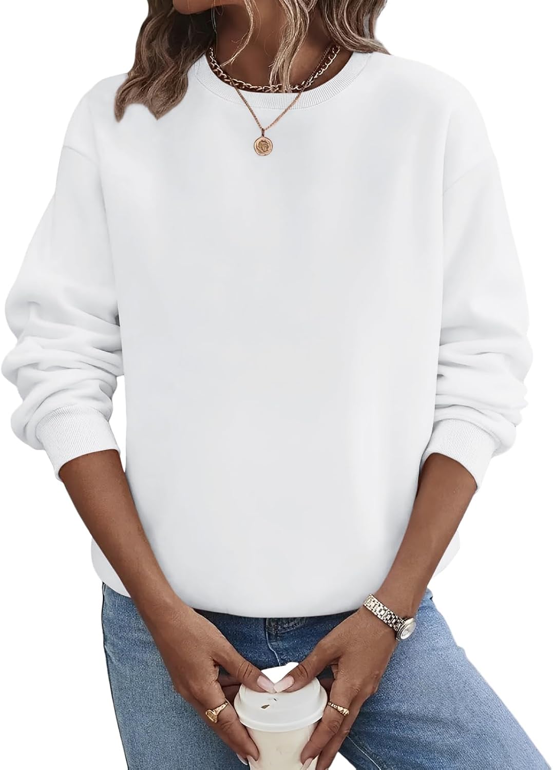 TICTICMIMI Women's Casual Crewneck Sweatshirts Long Sleeve Tops Loose Fit Fall Shirts