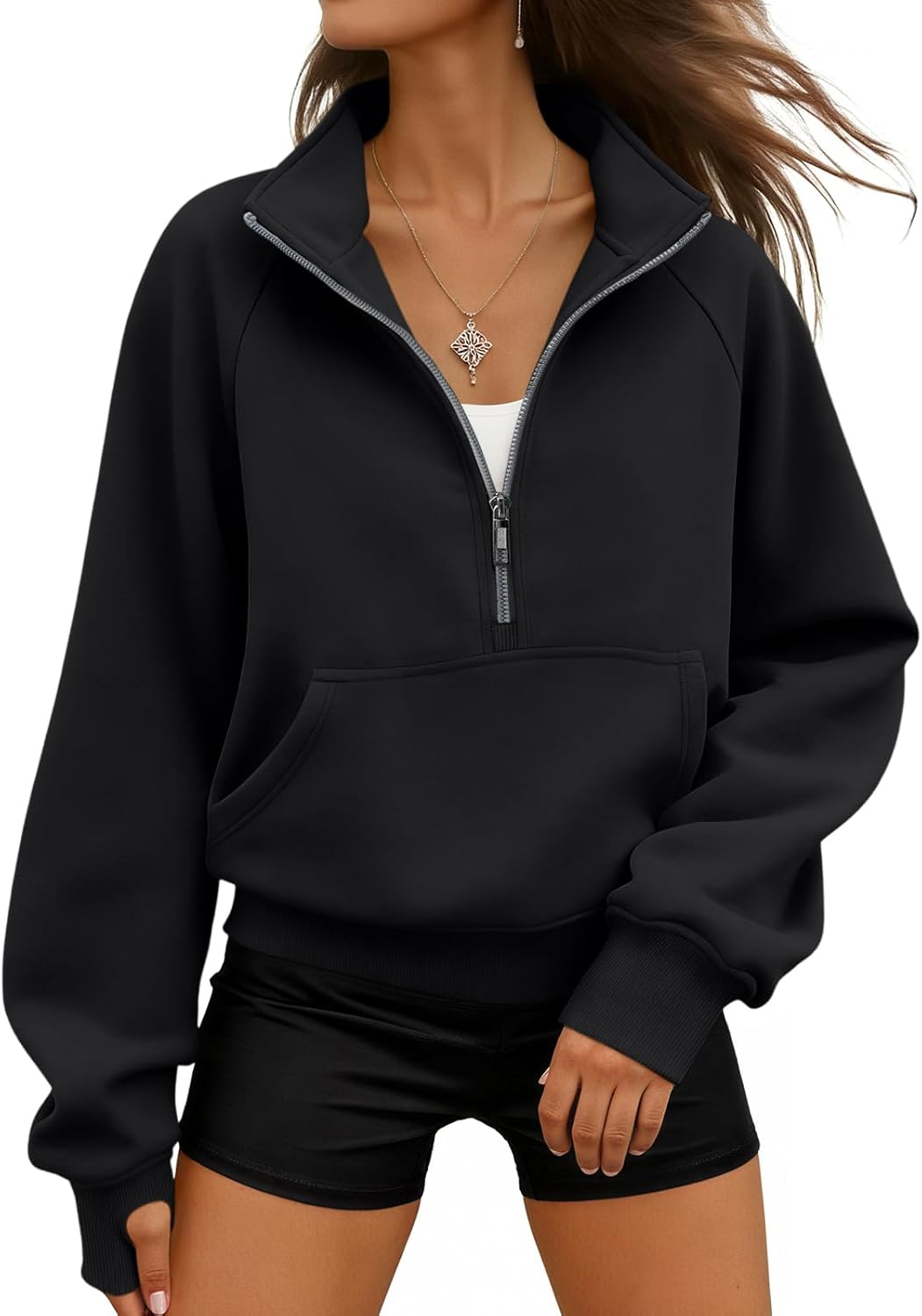 WYNNQUE Womens Sweatshirts Hoodies 2025 Fall Fashion Clothes Half Zip Pullover Cropped Fleece Sweaters Workout Soft Outfits