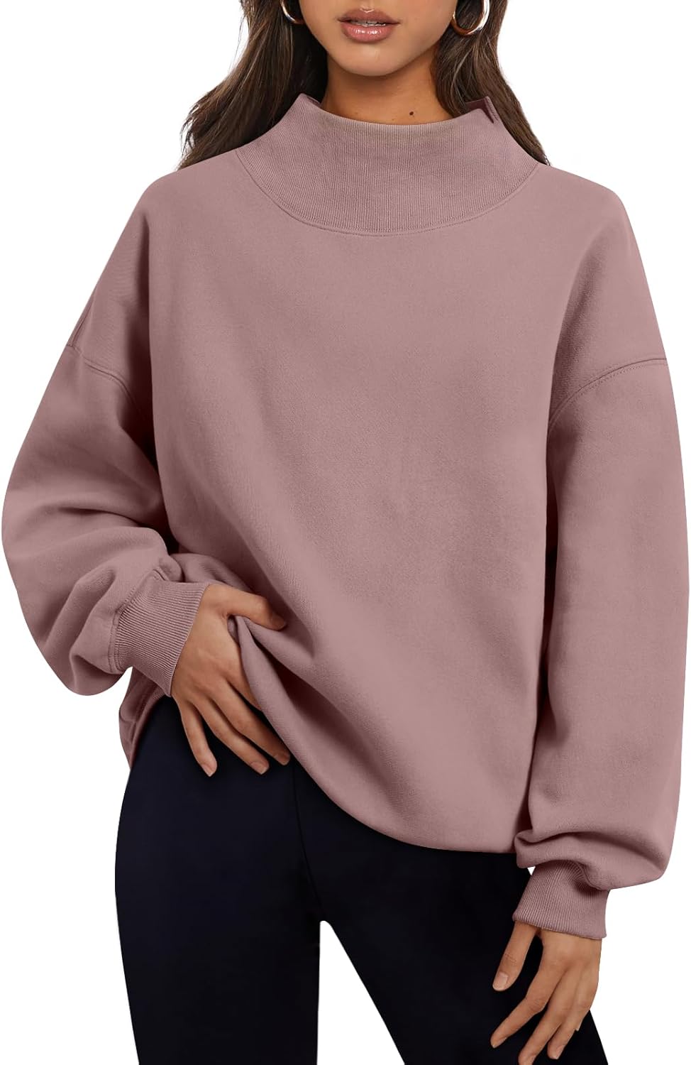 Trendy Queen Womens Oversized Sweatshirts Turtleneck Pullover Long Sleeve Hoodies Tops Fall Fashion Outfits 2025 Clothes