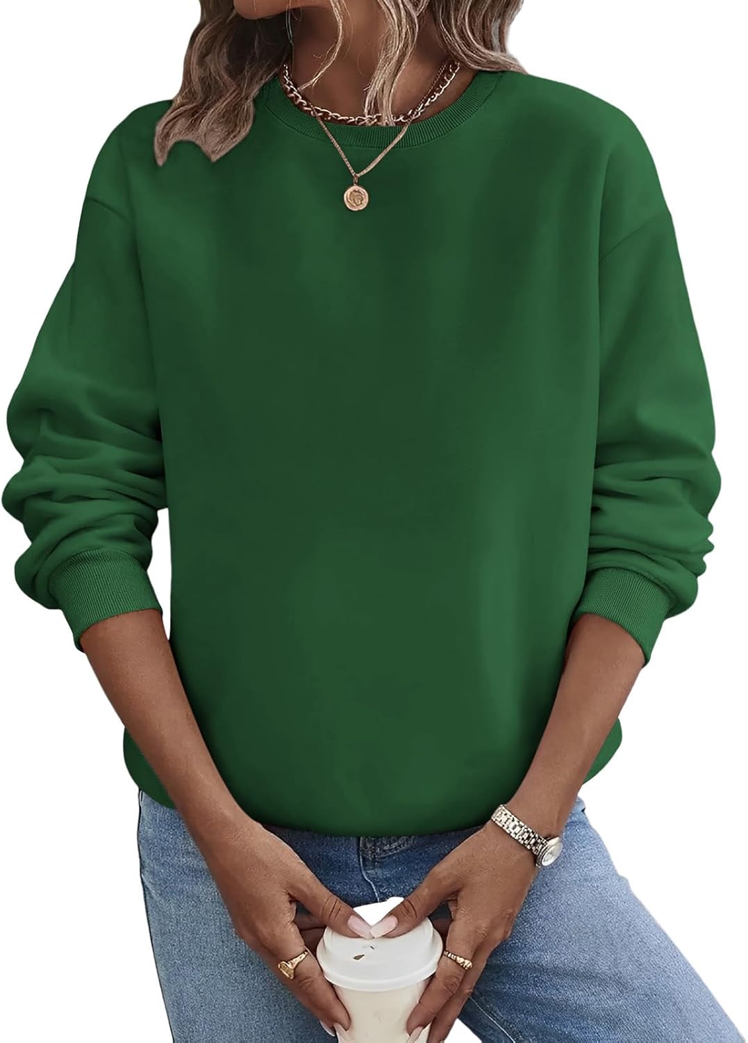 TICTICMIMI Women's Casual Crewneck Sweatshirts Long Sleeve Tops Loose Fit Fall Shirts