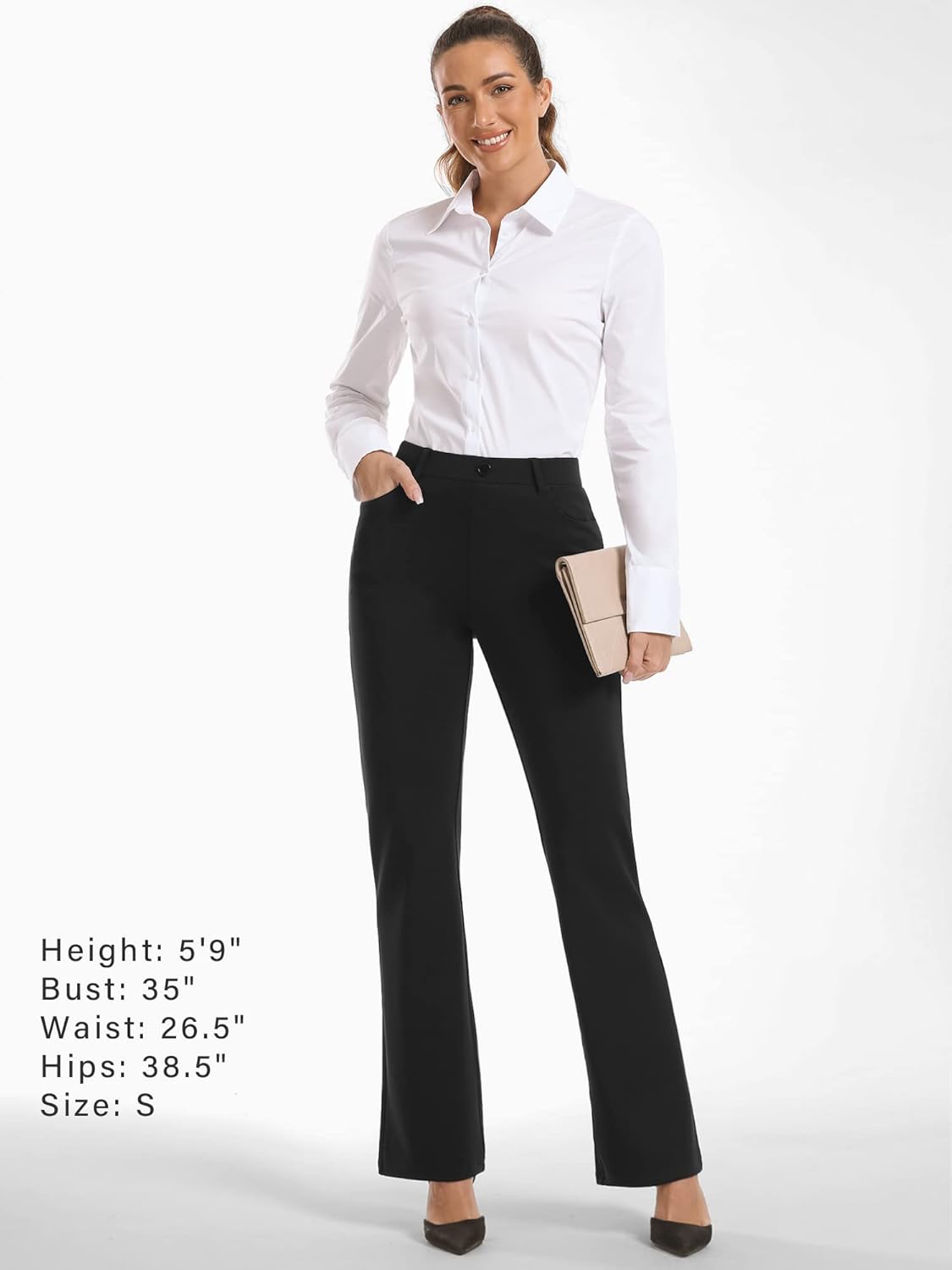 Stelle Women 28"/30"/ 32" Bootcut Dress Pants Business Casual Work Pants with Pockets Pull On Regular Slacks for Office