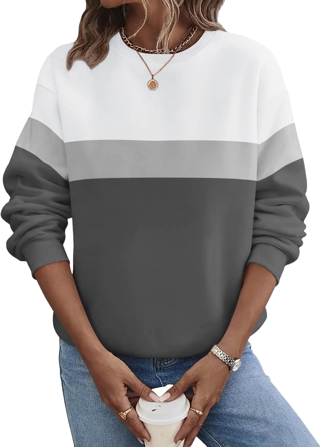 TICTICMIMI Women's Casual Crewneck Sweatshirts Long Sleeve Tops Loose Fit Fall Shirts