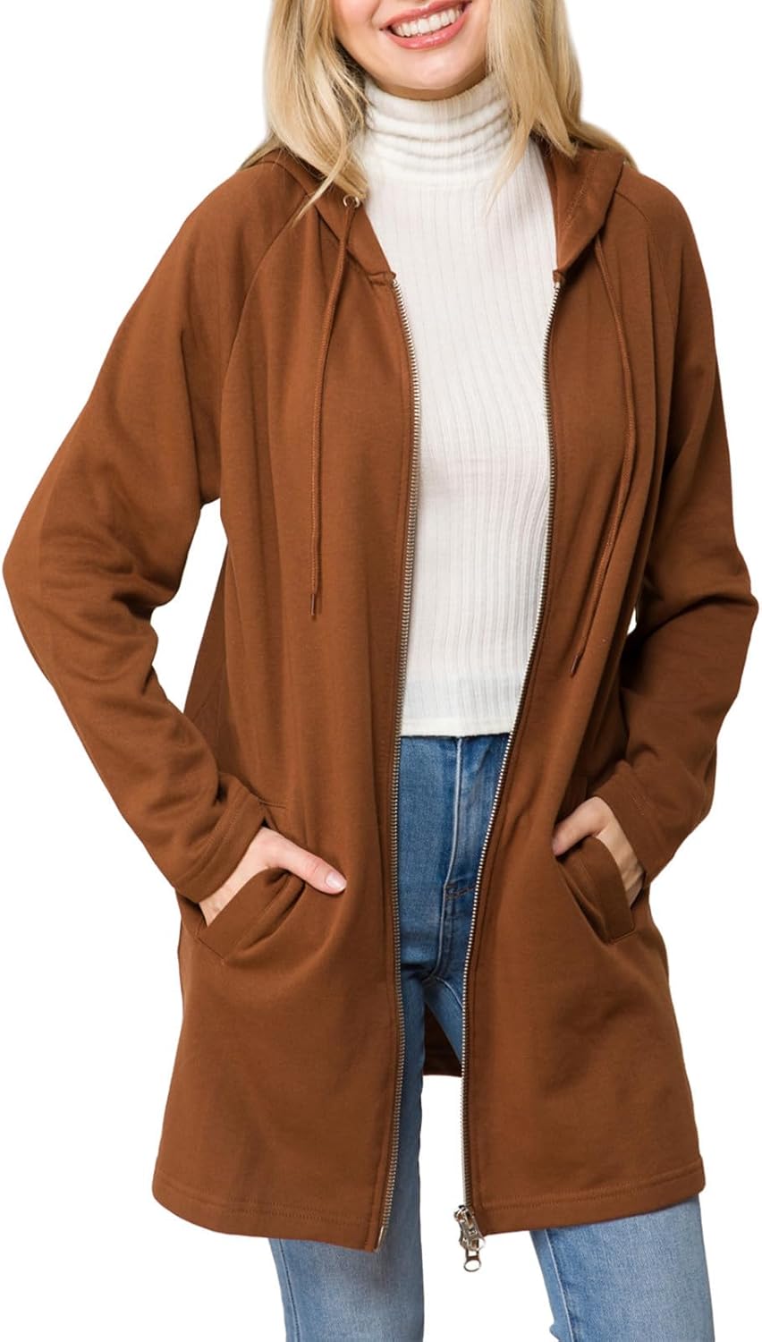 Design by Olivia Women's Casual Oversized Loose Fit Zip Up Pullover Hoodie Tunic Sweatshirt Jacket Fall Outfits (S-3X)