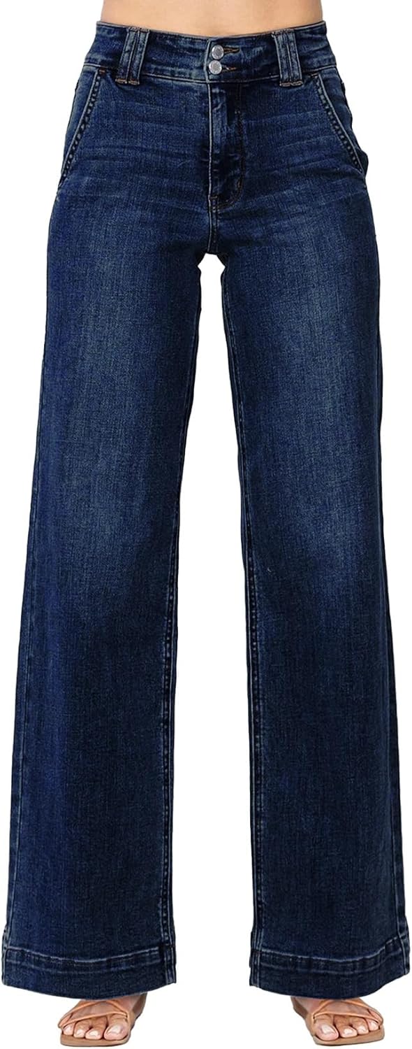 Astylish Jeans for Women Wide Leg High Waisted Stretchy Straight Leg Jean Baggy Trendy 2025 Denim Pants with Slanted Pockets