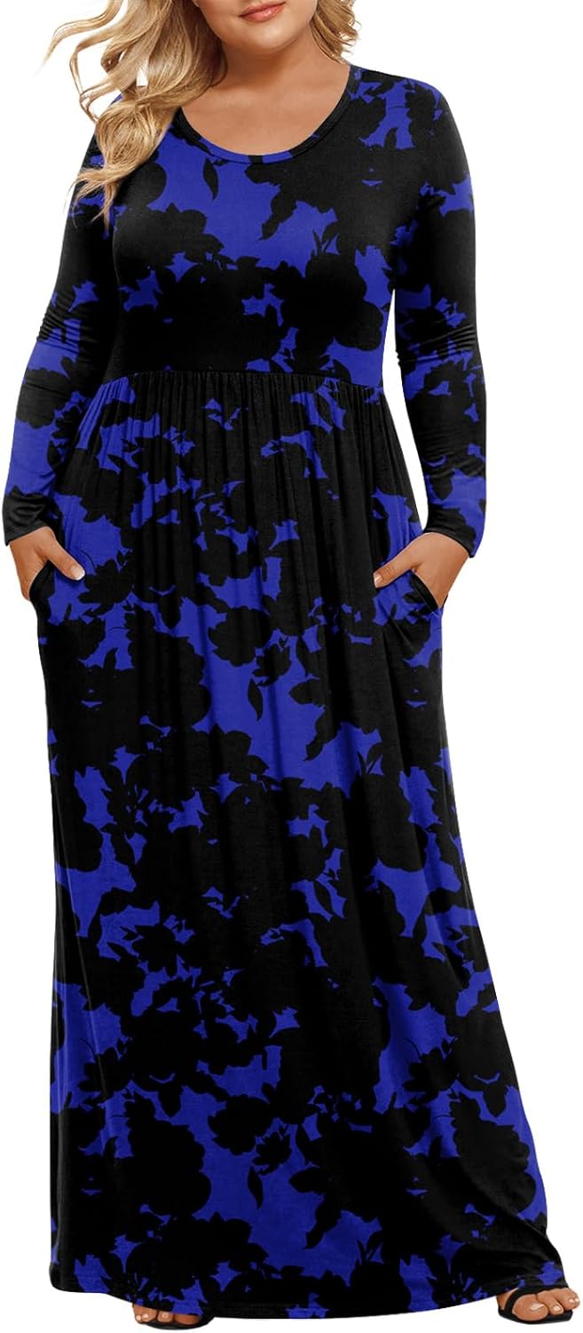 LONGYUAN Women's Plus Size Maxi Dresses for Curvy Women Casual Long Dress XL-6XL
