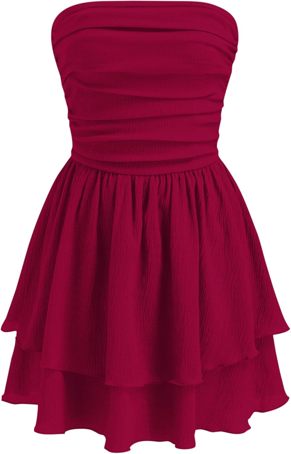 CIDER Women's Summer Cocktail Dress - Tube Ruched Ruffle Mini Dress