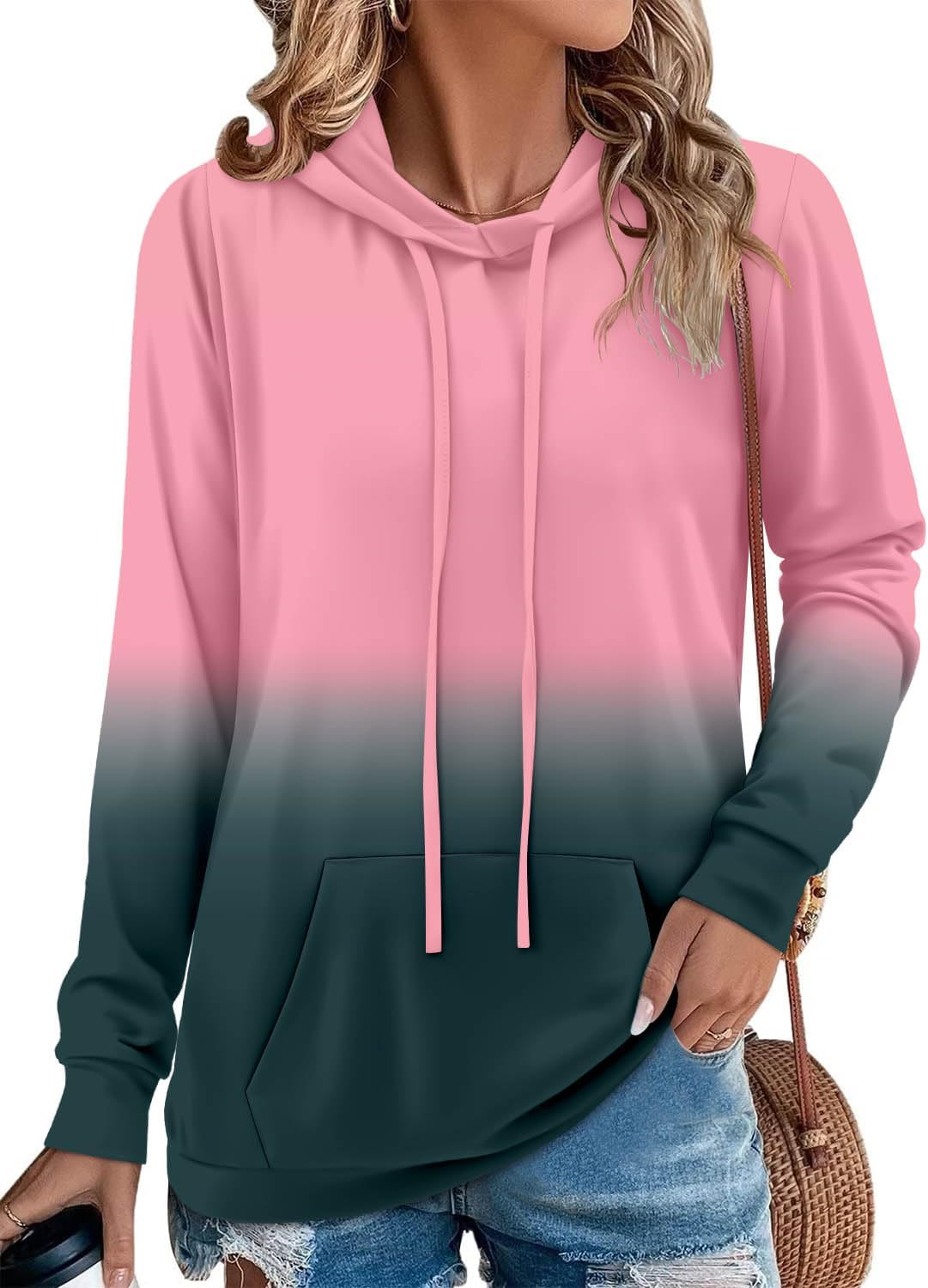 Angerella Hoodies for Women Camo Leopard Print Tops Pullover Hooded Sweatshirt Drawstring with Pocket